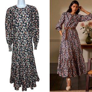 Boden Floral Long Sleeve Dress - Black and Pink